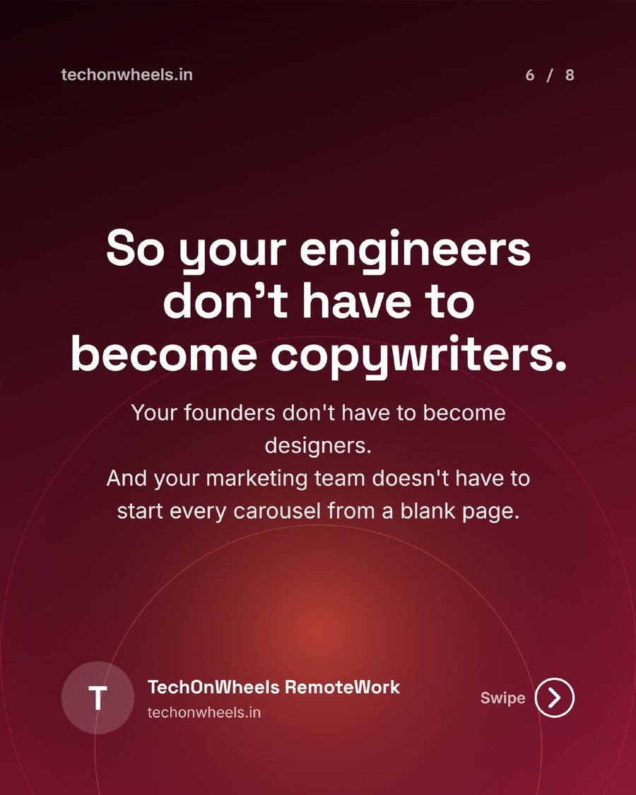 Ratha carousel slide 6 of 8, so your engineers do not have to become copywriters